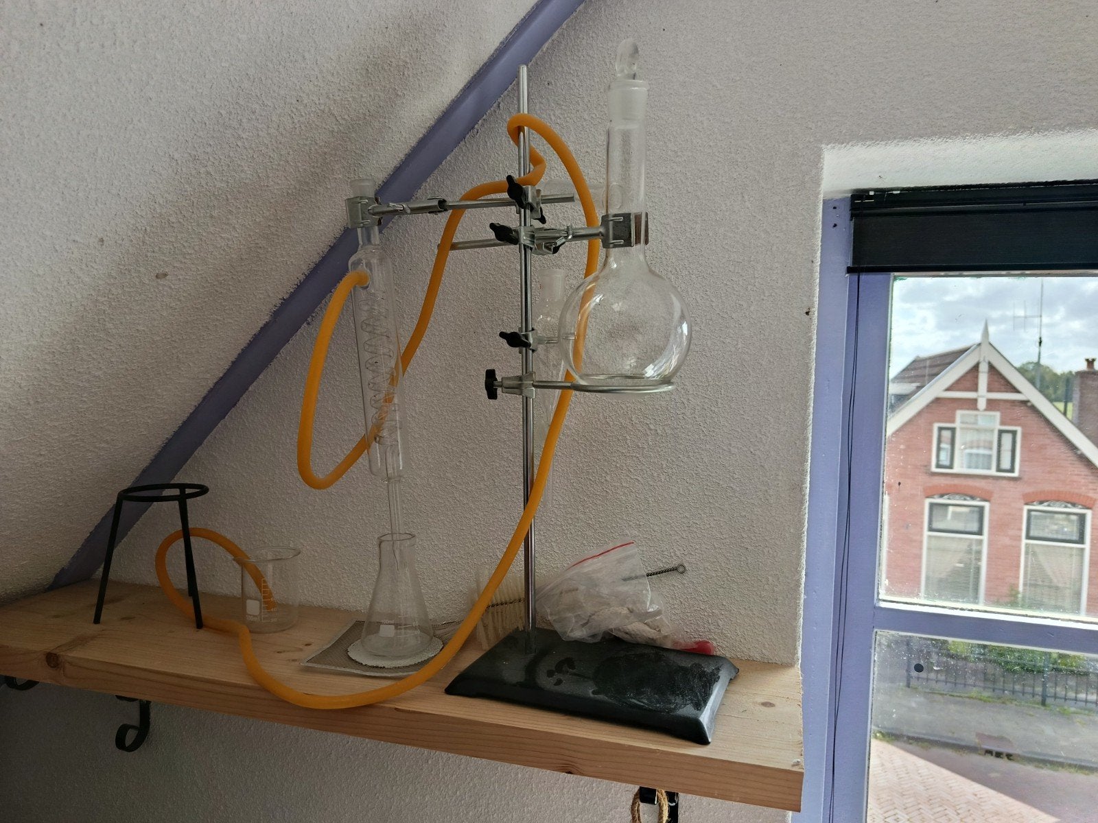 Complete Destillatie Opstelling - Laboratorium Glaswerk, Hobby en Vrije tijd, Overige Hobby en Vrije tijd, Ophalen, Gebruikt
