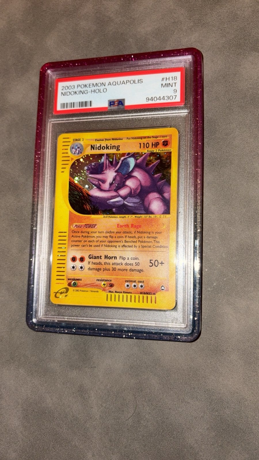Psa 9 nidoking holo H18 H32 pokemon kaart vintage aquapolis, Ophalen of Verzenden, Zo goed als nieuw