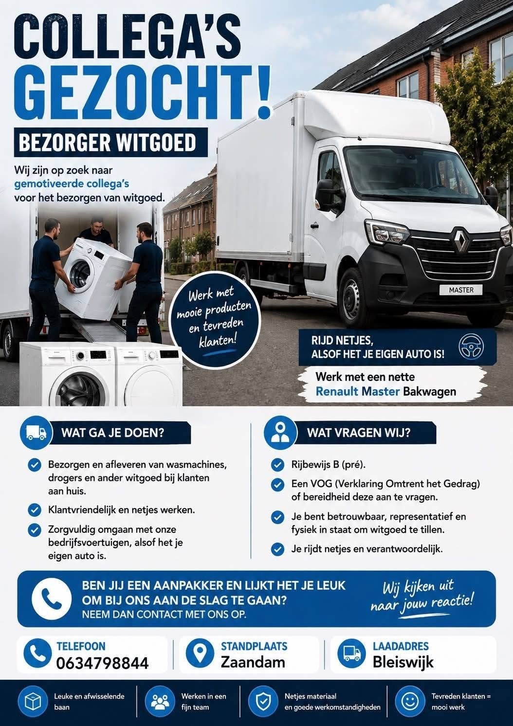 Chauffeurs& bijreider gezocht.!!, 33 - 40 uur, Overige niveaus, Starter, Overige vormen