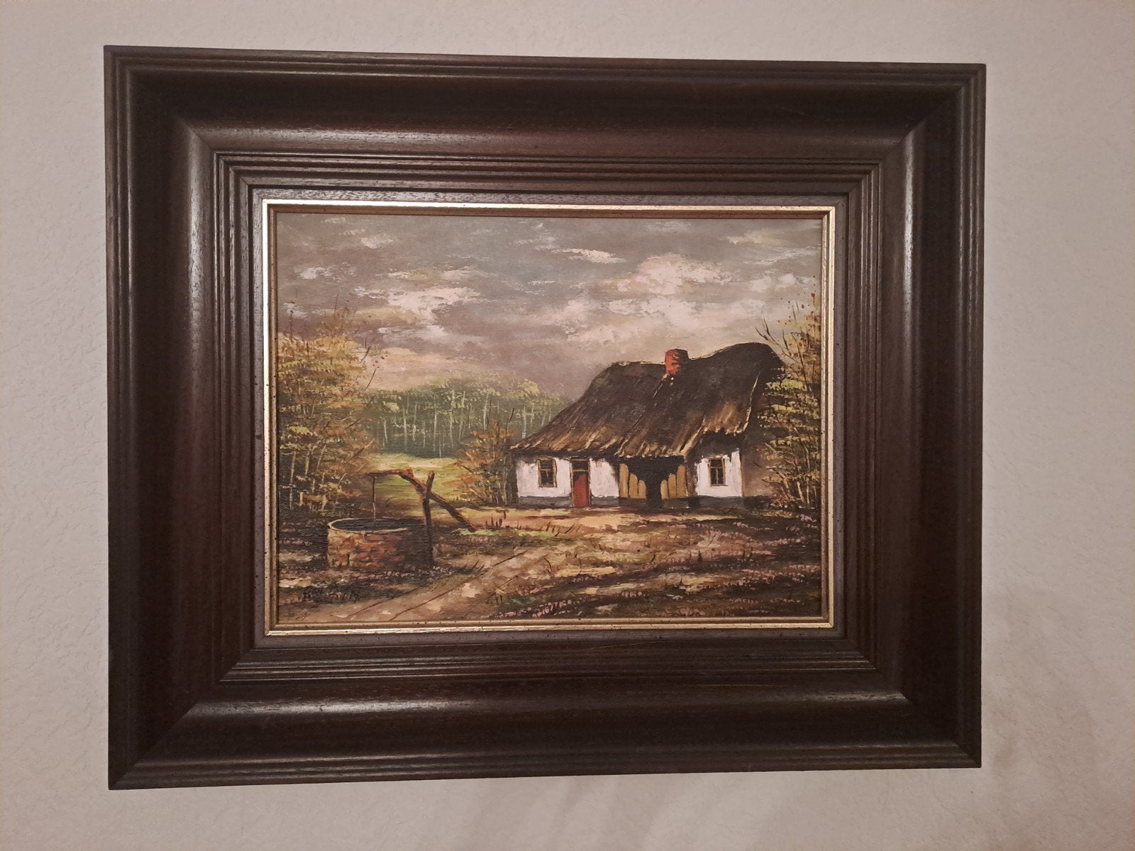 Schilderij B. Voss Heyn: Landelijk tafereel met boerderij, Ophalen of Verzenden
