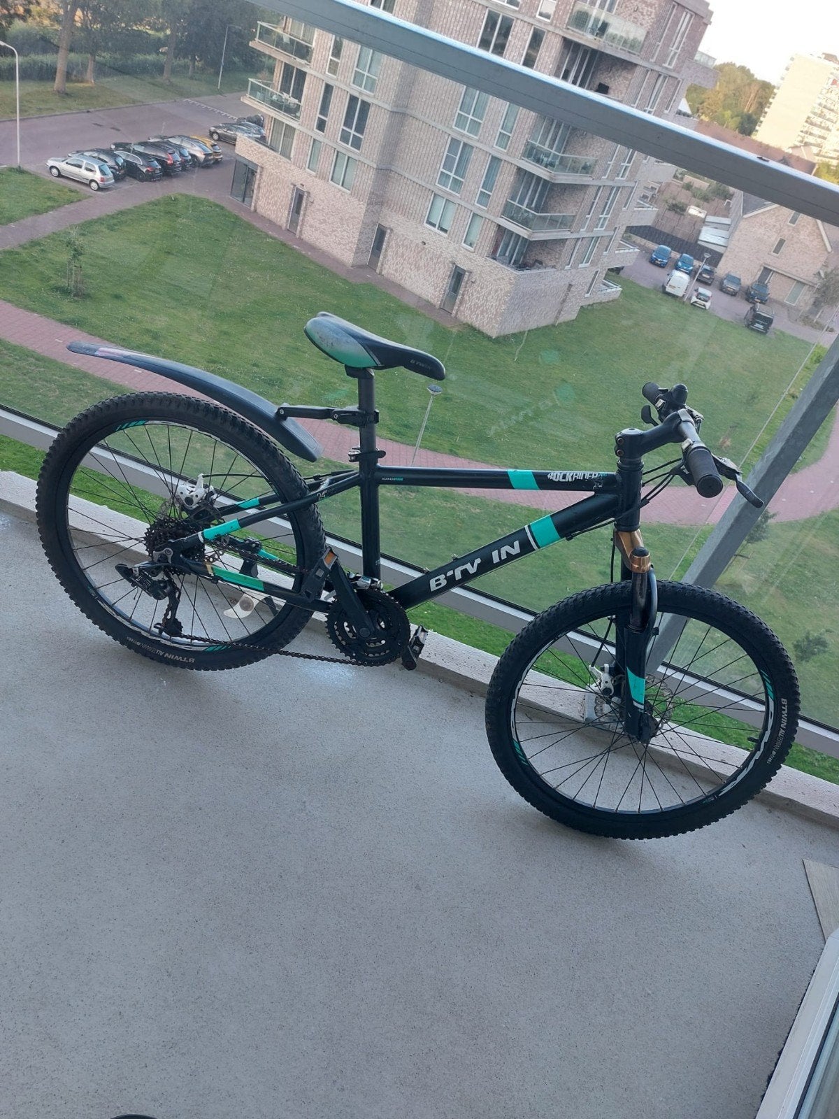 B'Twin Rockrider 24 inch mountainbike, Gebruikt, Hardtail, 45 tot 49 cm, Schijfrem