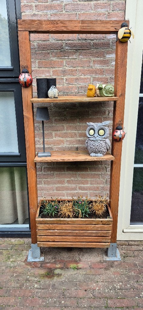 Plantenrek met plantenbak van hardhout, Tuin en Terras, Gebruikt, Ophalen of Verzenden, 60 tot 100 cm, 60 cm of meer