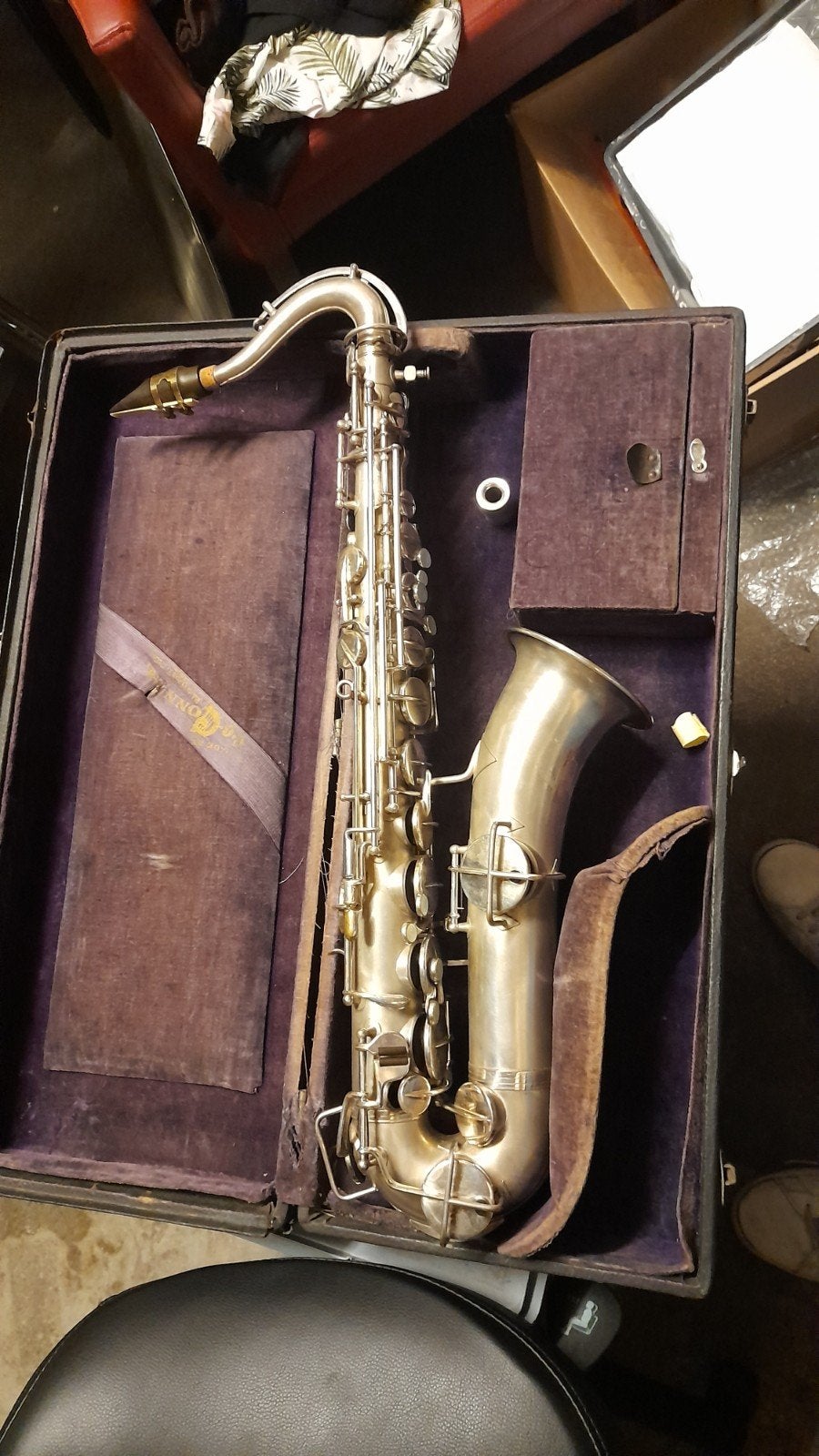 Zilveren Tenorsax c-stemming concertone vintage, Ophalen of Verzenden, Gebruikt, Tenor