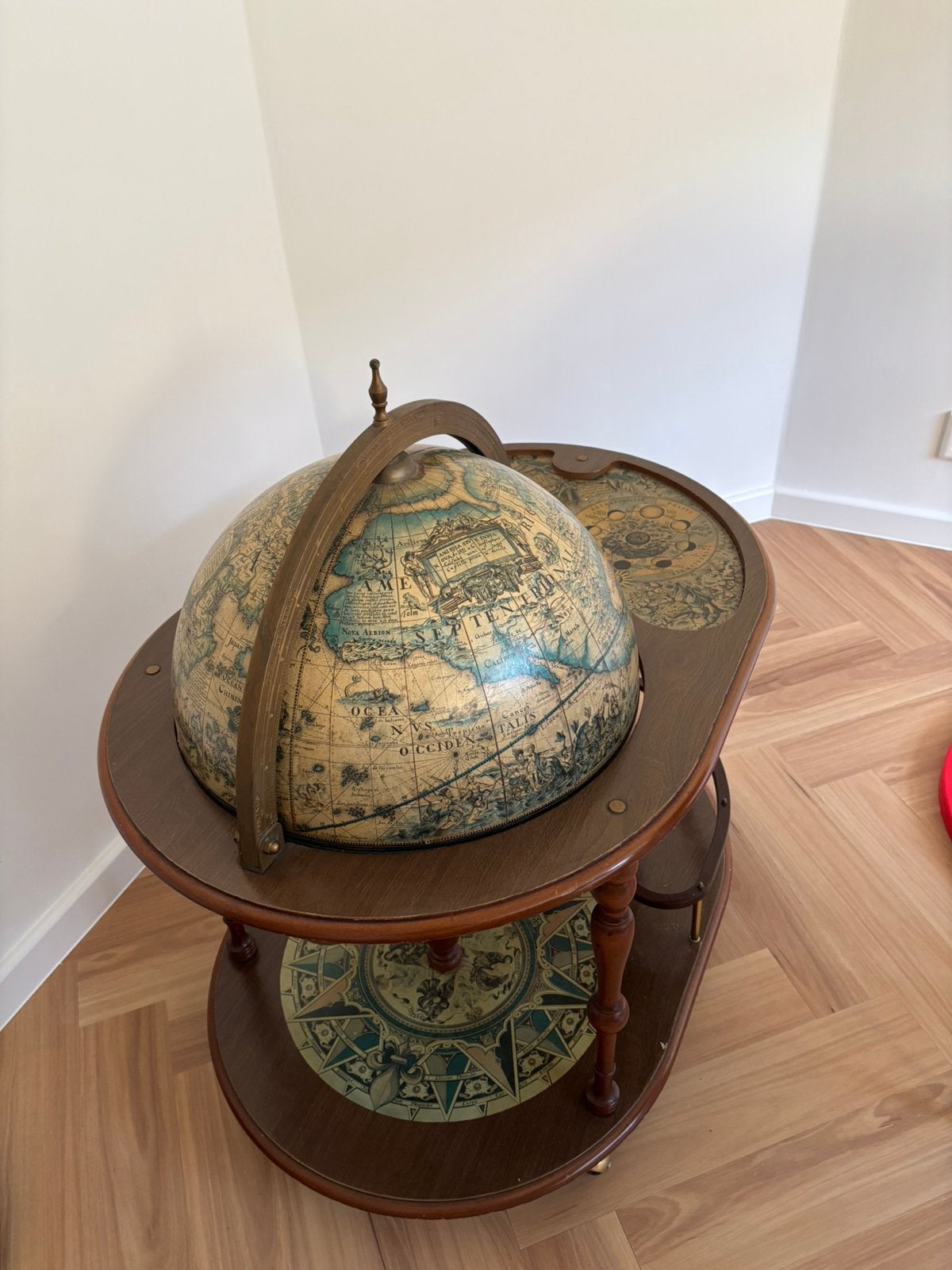 Wereldbol drankglobe drankkast op wielen, Ophalen, Gebruikt, Globebar, Draaibaar