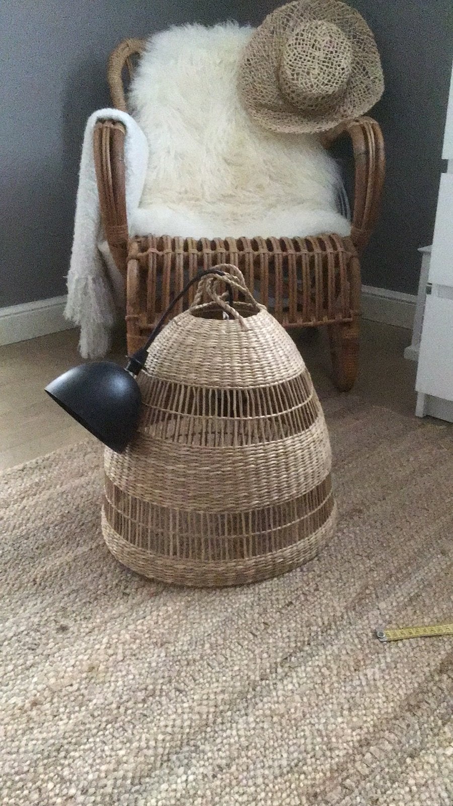 Ikea zeegras hanglamp Torared  Korte Pendel Jallby, Ophalen, Zo goed als nieuw, Rond, Minder dan 50 cm