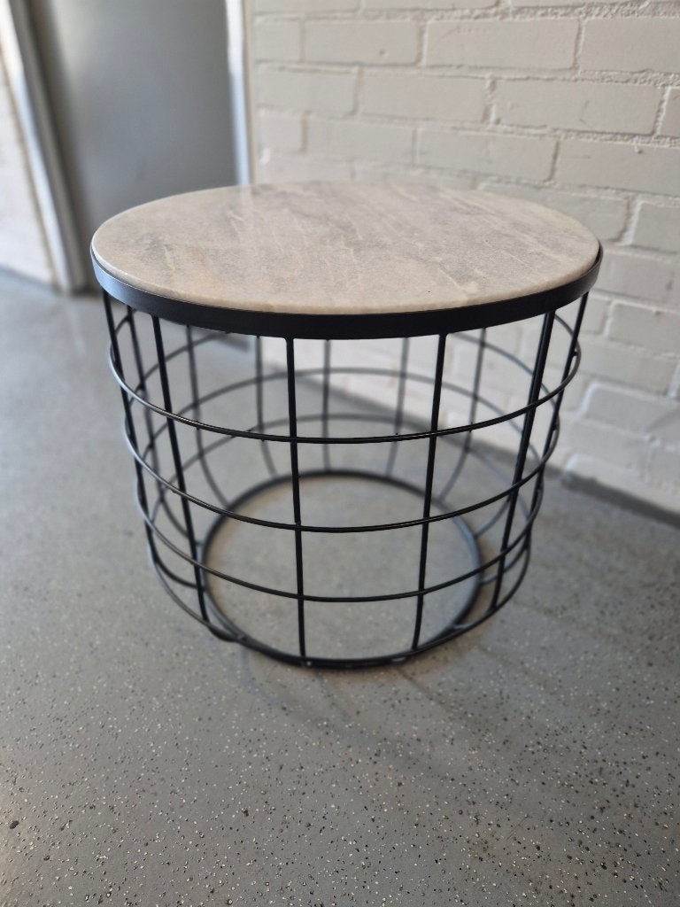Bijzettafel met marmeren steen, Minder dan 55 cm, Rond, Ophalen, 45 tot 60 cm