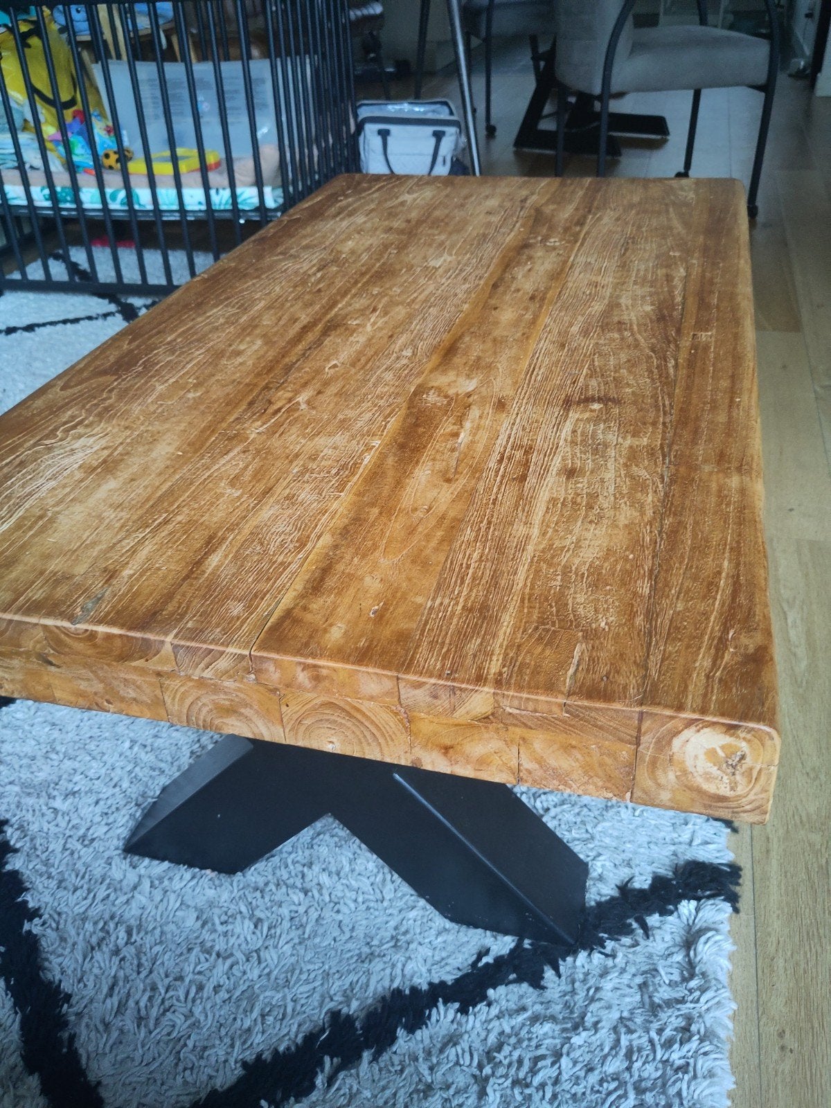 Massieve houten salontafel - 130x69x46 cm, Ophalen, Gebruikt, 100 tot 150 cm, 50 tot 100 cm