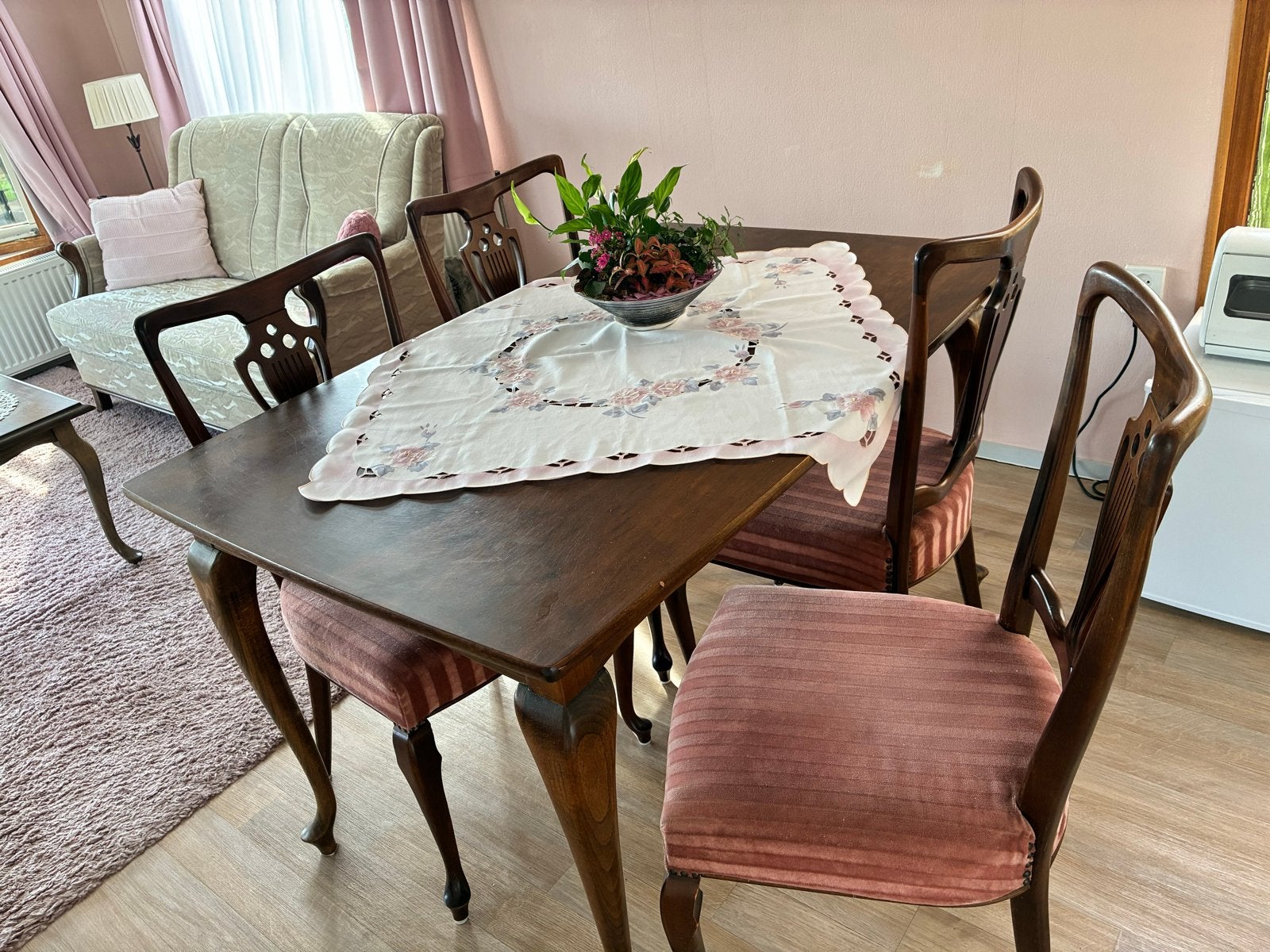 Antieke eettafel met 4 stoelen, Antiek en Kunst, Ophalen