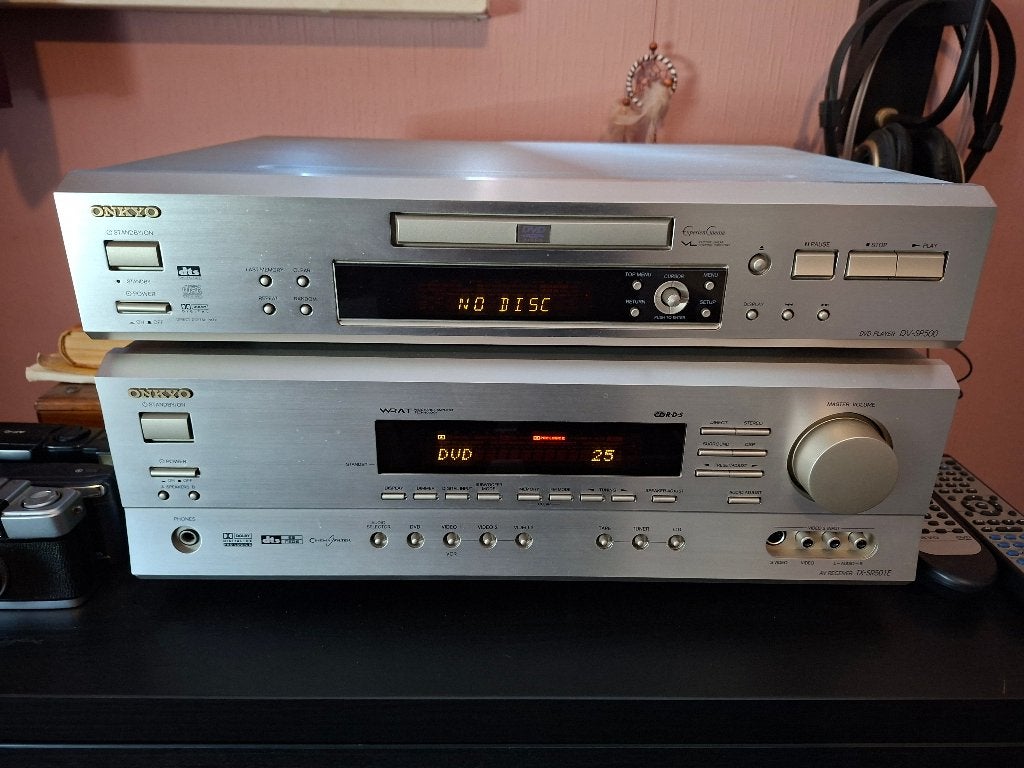 Onkyo AV Receiver TX-SR501E en DVD/CD speler DV-SP 500, Audio, Tv en Foto, Versterkers en Receivers, Ophalen, Gebruikt, 120 watt of meer