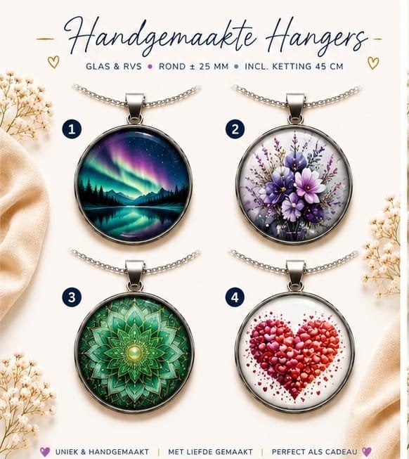 Glazen Hanger in RVS met Ketting - Diverse Designs, Glas of Kristal, Nieuw, Ophalen of Verzenden, Overige kleuren