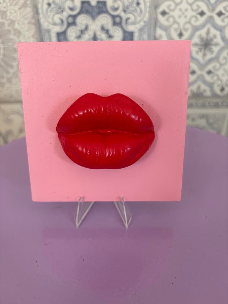Decoratietegeltje 10x10cm met lippen, Ophalen of Verzenden, Nieuw, Meerkleurig, Steen/keramiek