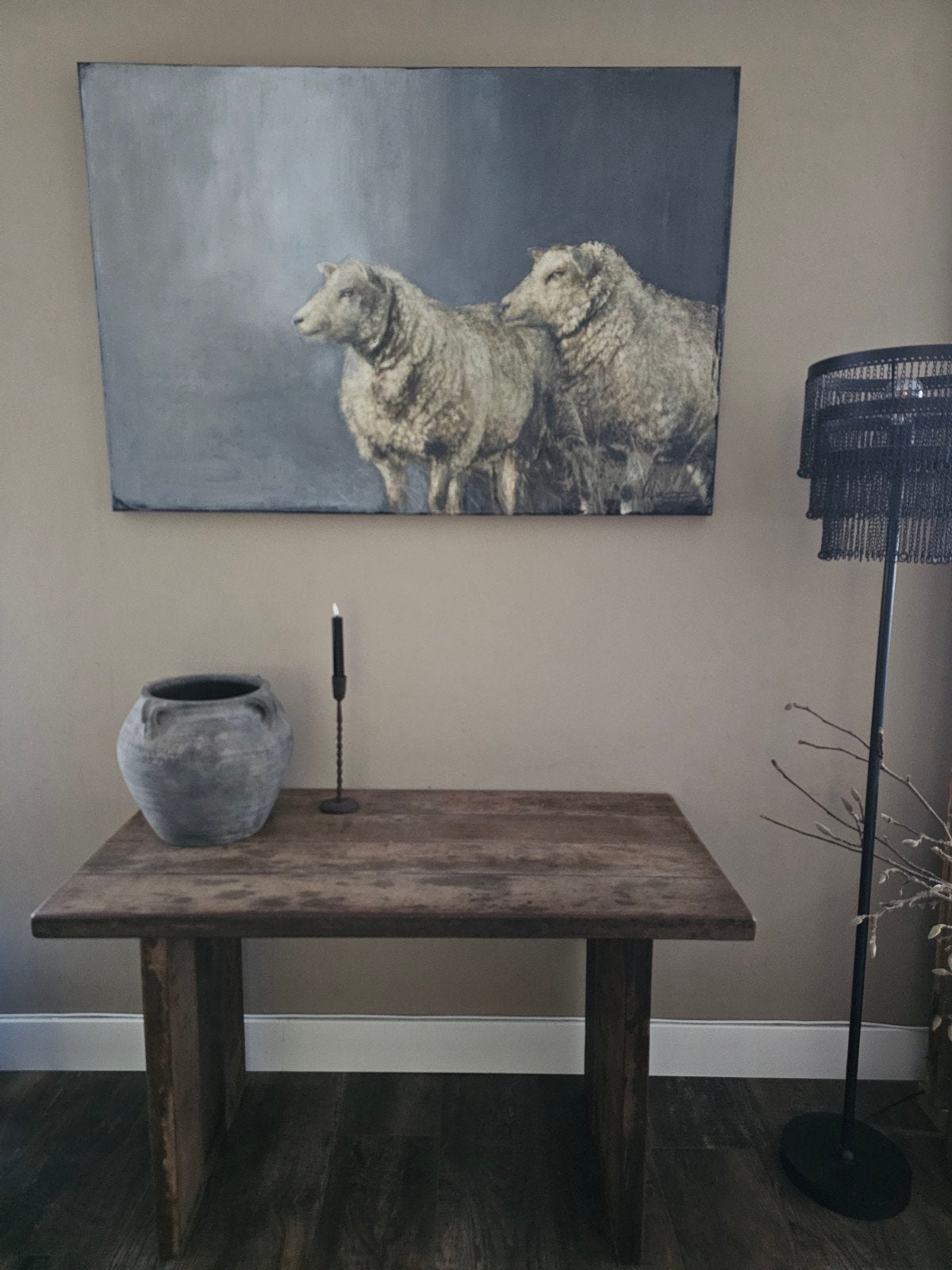 Sidetable Robuust en Authentiek oud hout, Huis en Inrichting, Ophalen, 100 tot 150 cm, Zo goed als nieuw, 25 tot 50 cm