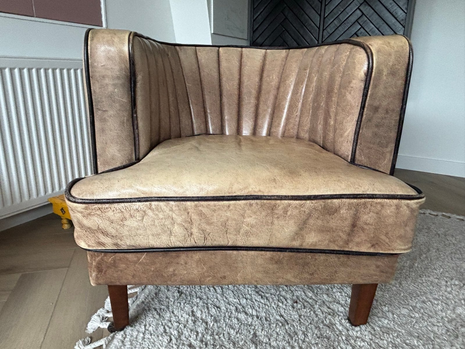 Riviera Maison: Vintage Leren Fauteuil, Ophalen, Gebruikt, Bruin, Leer