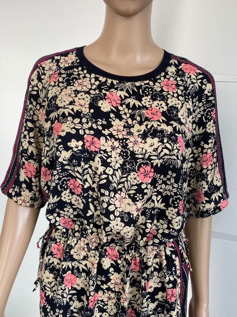 K126 Scotch & Soda maat S=36/38 jurk jurkje beige/roze/zwart, Beige, Scotch & Soda, Ophalen of Verzenden, Zo goed als nieuw
