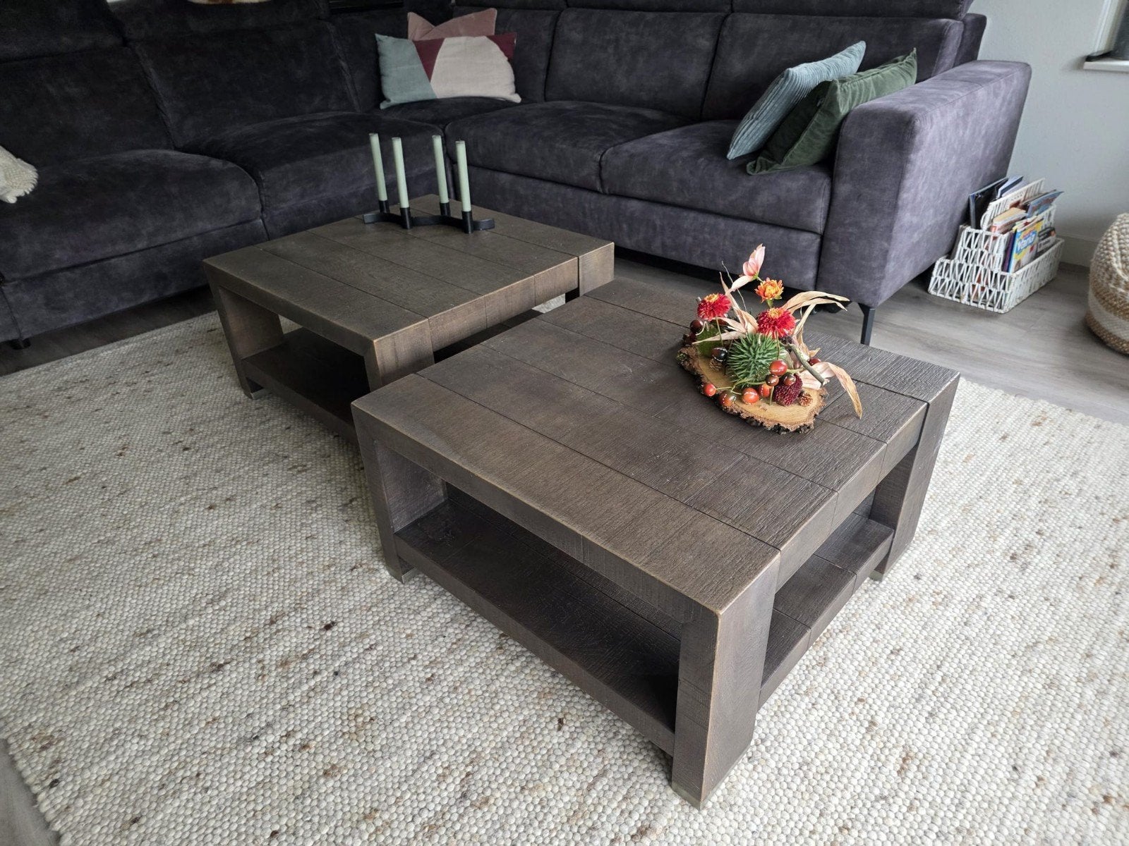Henders en Hazel eiken salontafels 70x70 cm, Ophalen, 50 tot 100 cm, Vierkant, 50 tot 100 cm