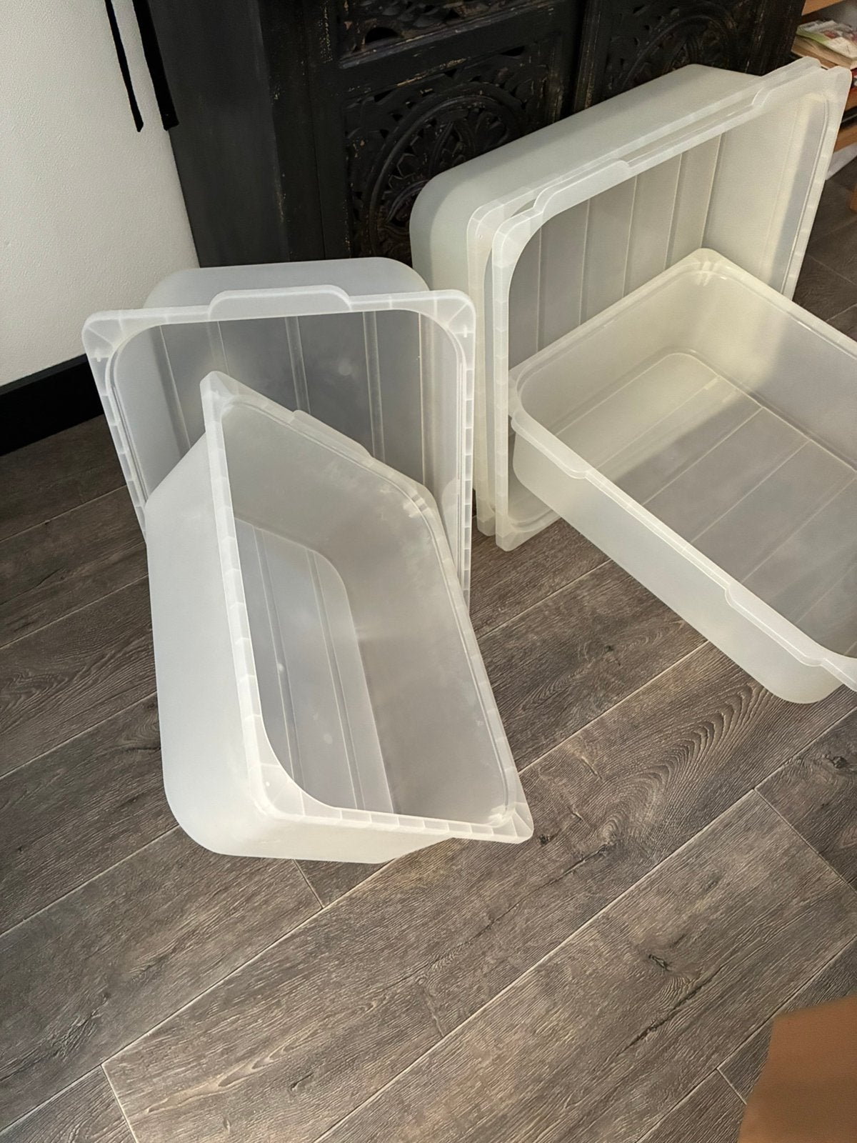 Kunststof opberg bakken 4 grote en 2 kleine, Ophalen, Zo goed als nieuw, Minder dan 40 cm, Minder dan 35 cm