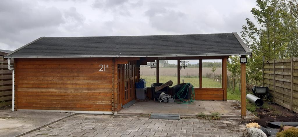 Blokhut met veranda, Tuin en Terras, Tuinhuizen, Ophalen, Gebruikt, 250 tot 500 cm, Blokhut