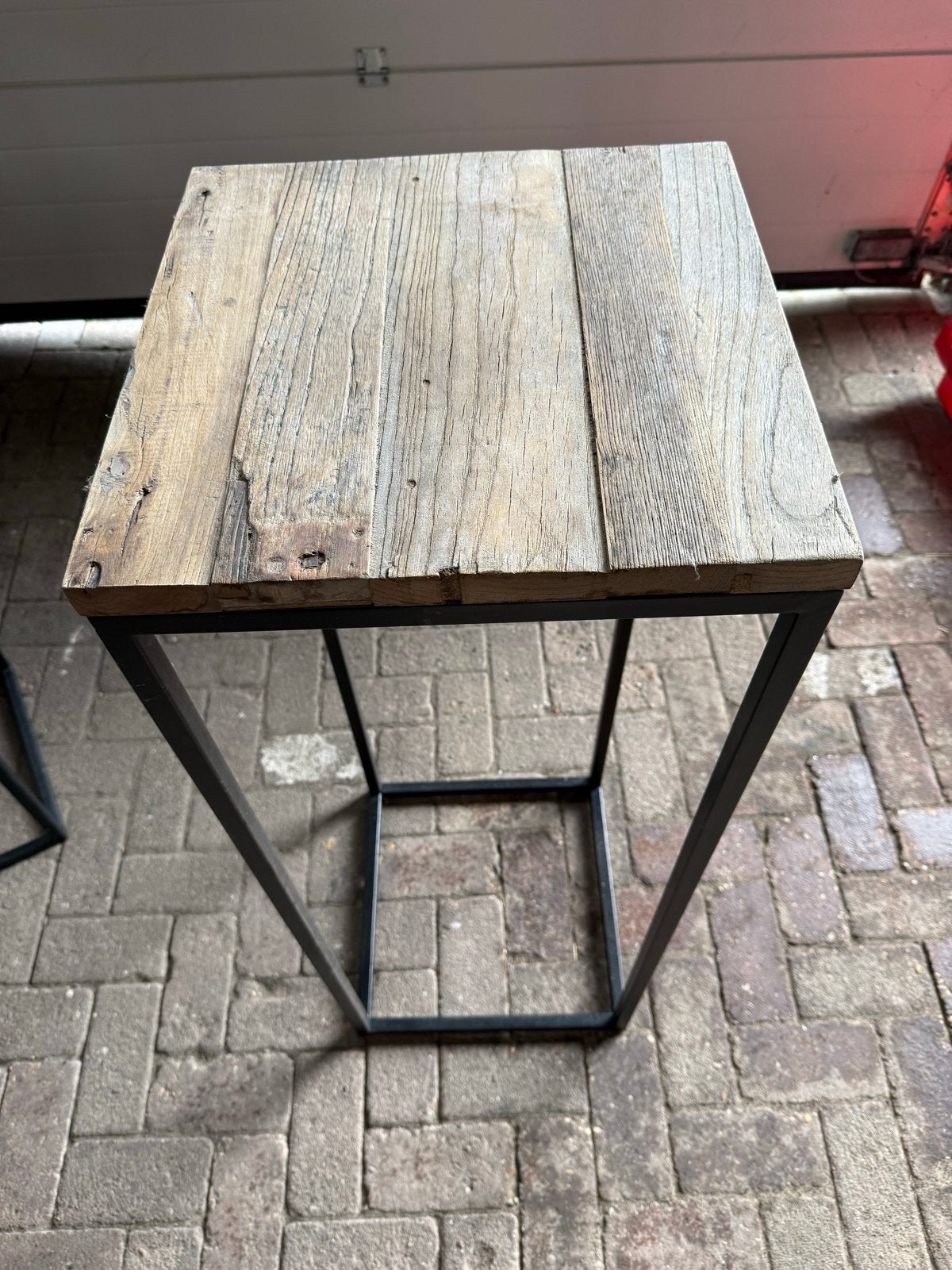 Industriële zuilen van de Bongerd houten en metalen frame, Ophalen, Minder dan 55 cm, Gebruikt, Vierkant
