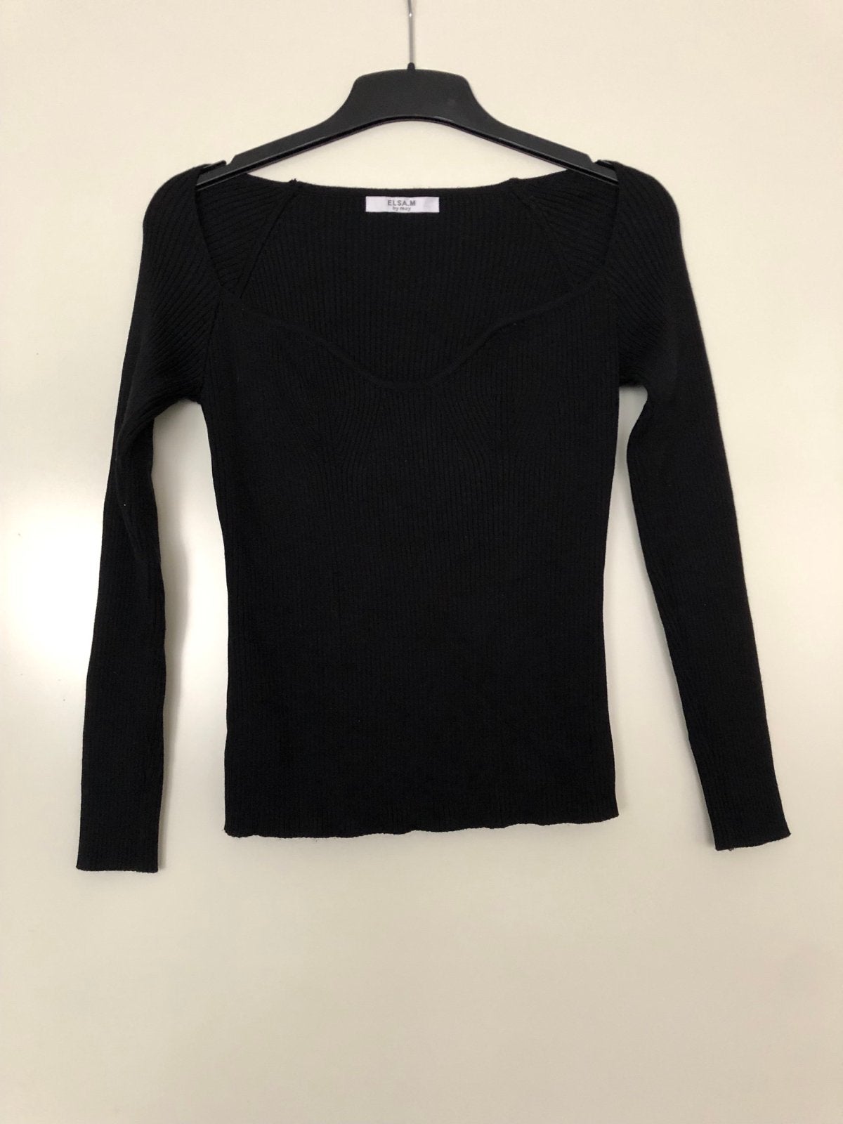Zwarte ribgebreide top met lange mouwen - ELSA.M by may, Kleding | Dames, Zwart, Nieuw, Ophalen of Verzenden, Lange mouw