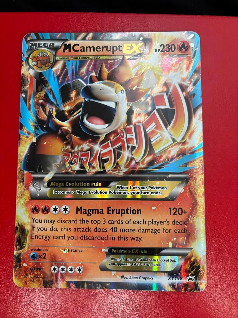 Pokémon Kaart: Mega Camerupt EX XY198 Promo, Ophalen of Verzenden, Zo goed als nieuw, Losse kaart, Foil