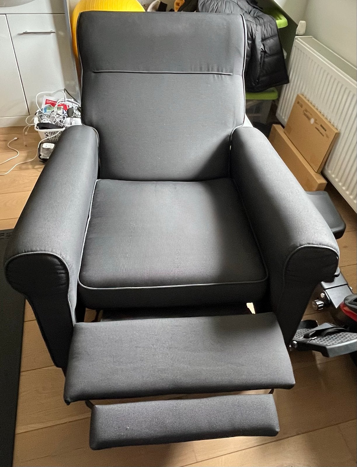 Zgan IKEA Muren Relaxfauteuil - Remmarn donkergrijs, Ophalen, Gebruikt, 75 tot 100 cm, Stof