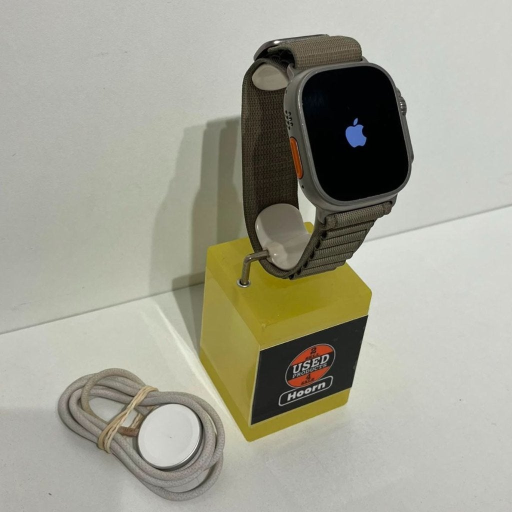 Apple Watch Ultra 2 49MM Titanium Olive ZGAN +Lader Accu100%, Ophalen of Verzenden, Zo goed als nieuw, Zilver, IOS