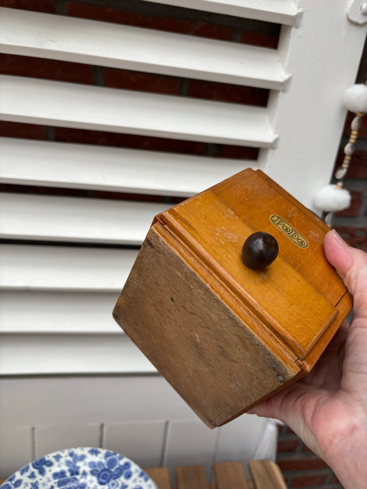 Vintage PeDe koffiemolen - Houten handkoffiemolen, Ophalen of Verzenden