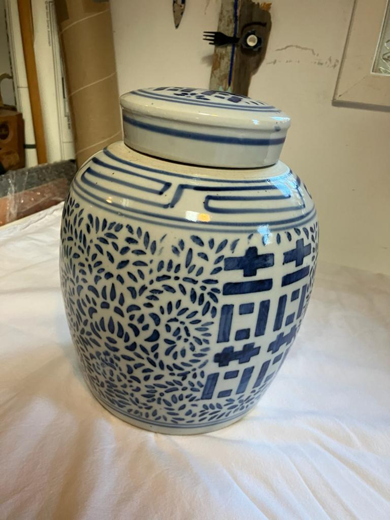 Chinese stijl gemberpot blauw-wit porselein, Ophalen