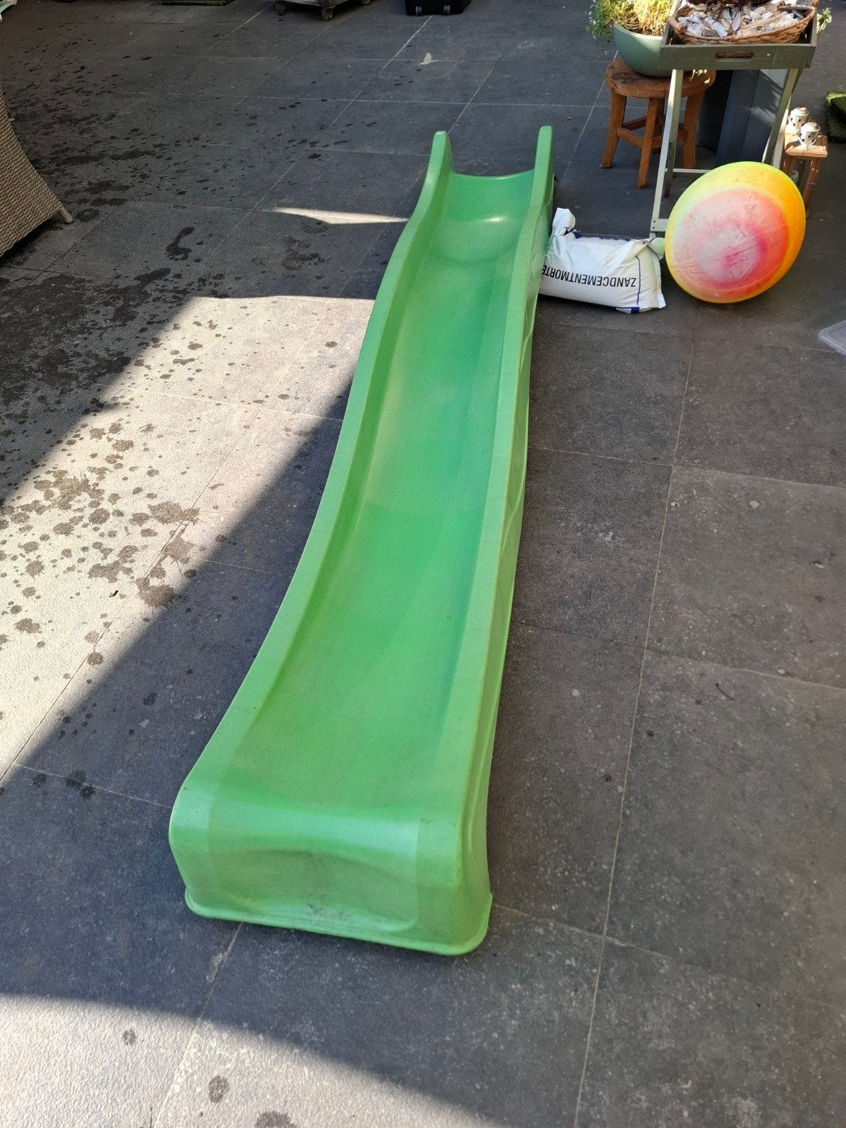 Glijbaan groen, ca. 2.40m lang, Ophalen, Gebruikt
