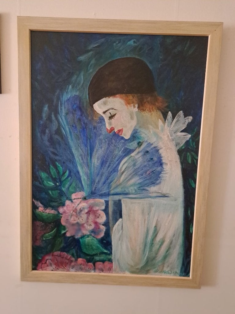 Olieverfschilderij Clown met Vlinder, Alison Korthals Altes, Ophalen, Ingelijst, Doek, Portret of Personen