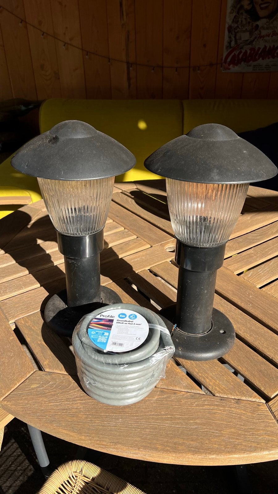 2x Massive tuinlampen E27 fitting met grondkabel, Kunststof, Gebruikt, Overige typen, Ophalen of Verzenden