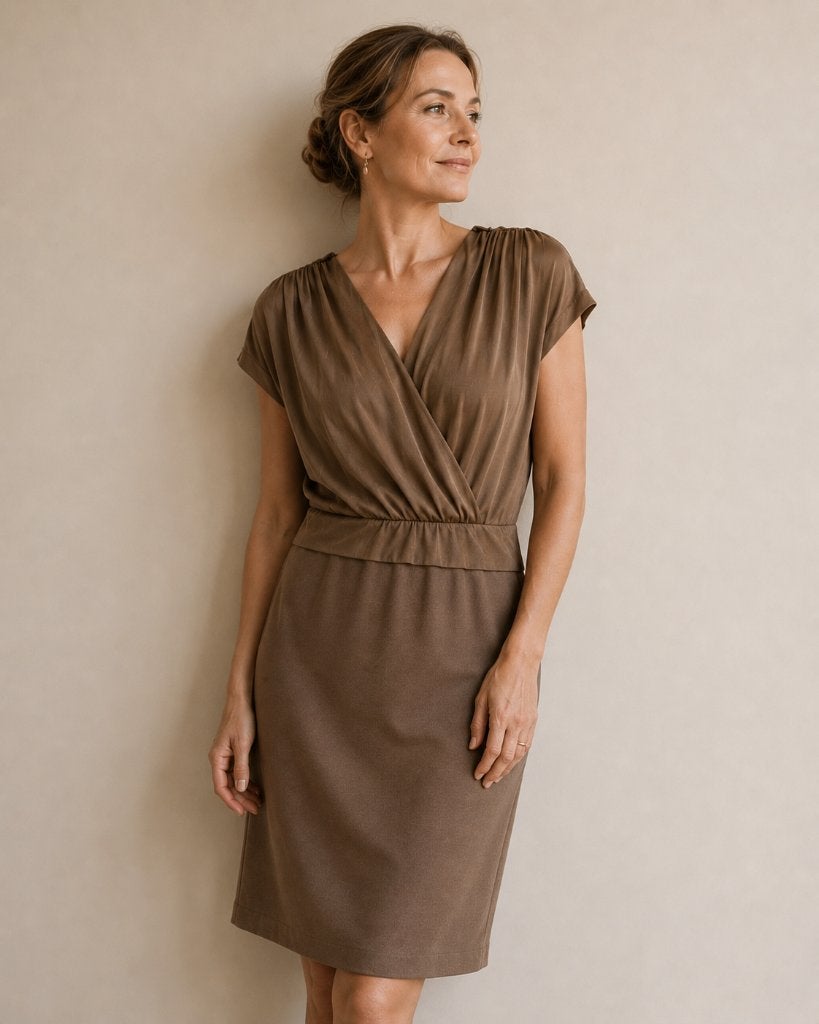 Max Mara jurk zijde EU 38, elegante designer jurk, Maat 38/40 (M), Bruin, Verzenden, Max Mara