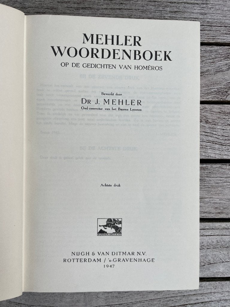 Homerus set: Mehler Woordenboek (1947) & Ilias / Odyssee, Ophalen of Verzenden, Gelezen, Overige uitgevers