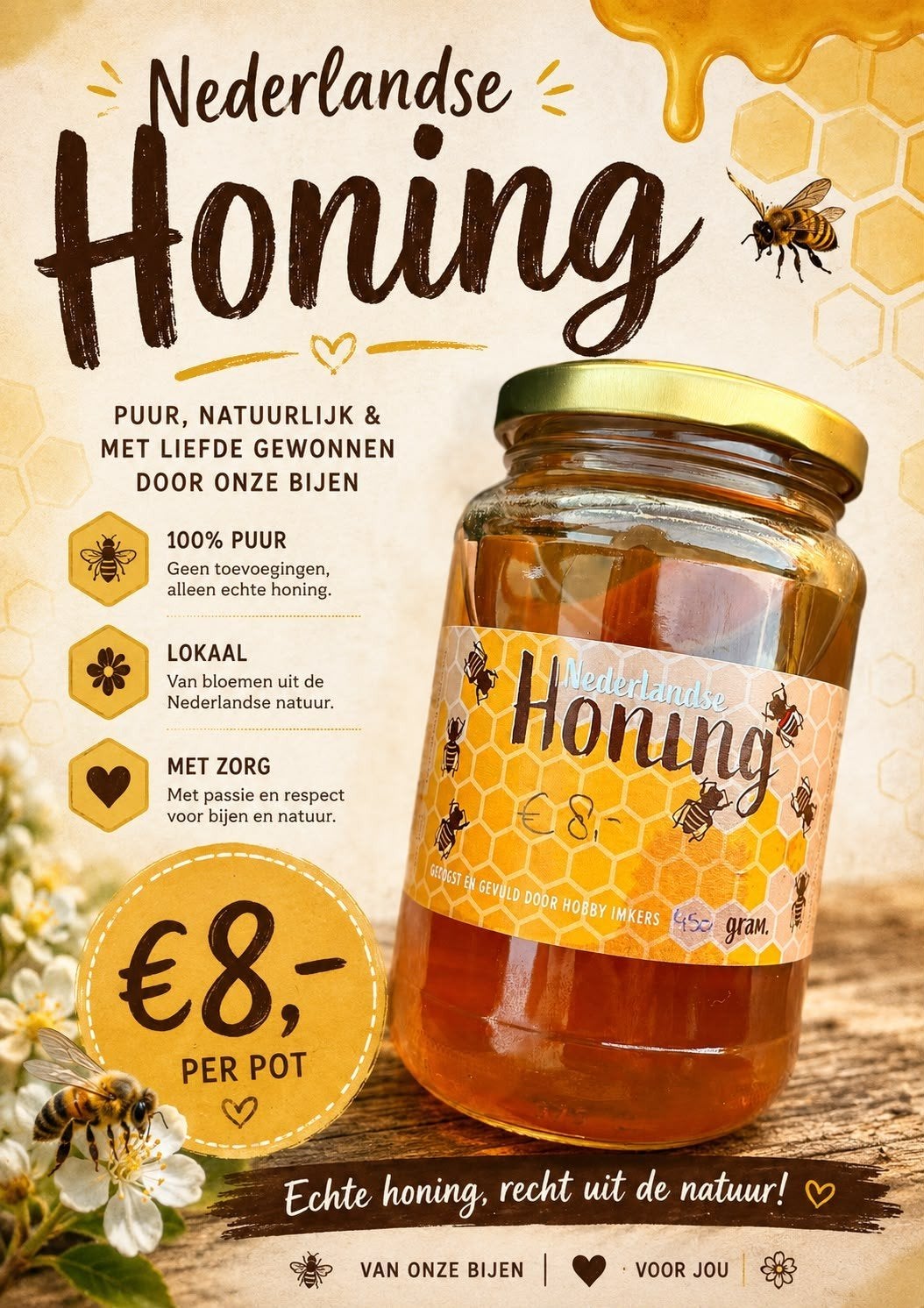 Heerlijke Nederlandse Honing - Puur & Lokaal, Diversen, Ophalen of Verzenden
