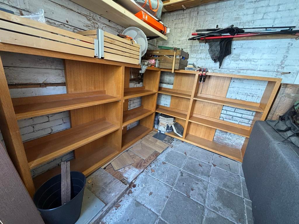 Twee houten kasten, Huis en Inrichting, Kasten | Boekenkasten, Ophalen, Met plank(en), Gebruikt, 100 tot 150 cm