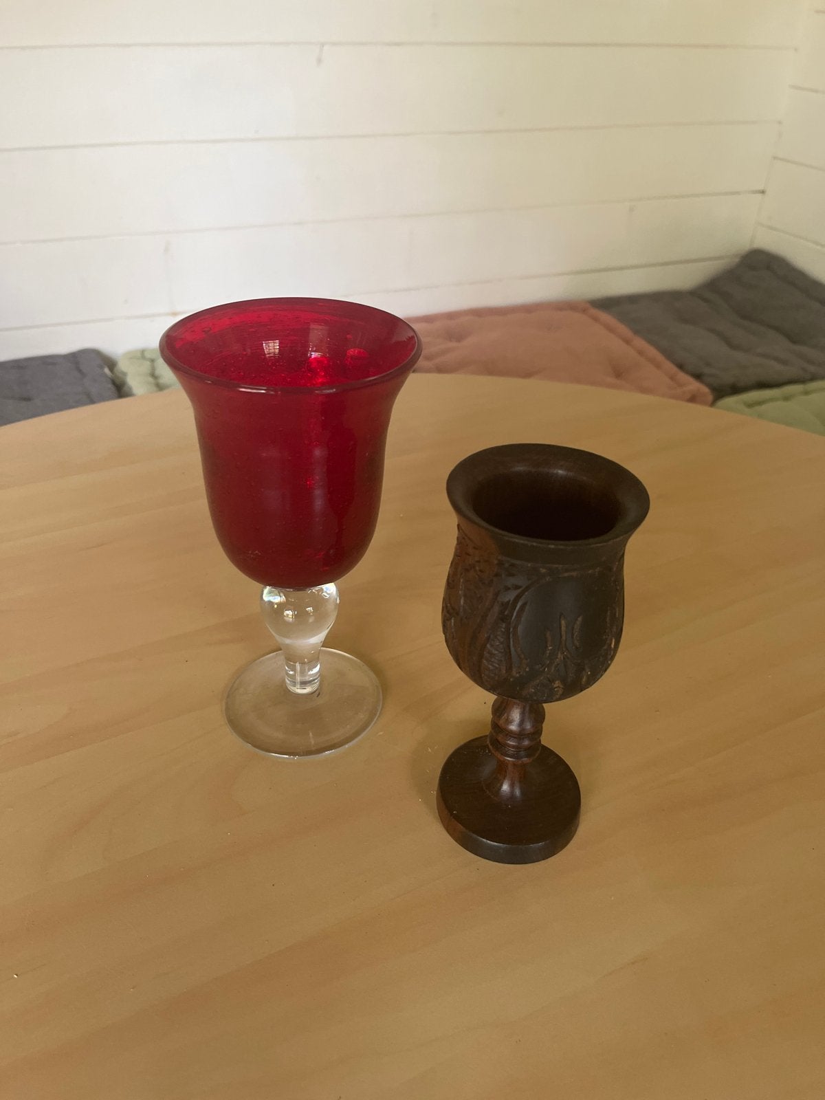 Decoratieve glazen en houten kelk, Ophalen of Verzenden