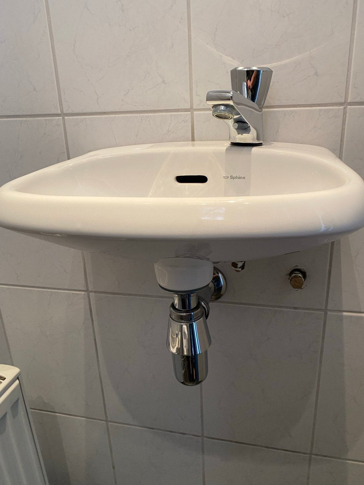 Sphinx wasbakje toilet met kraan en sifon, Ophalen, Gebruikt, Chroom, Wastafel