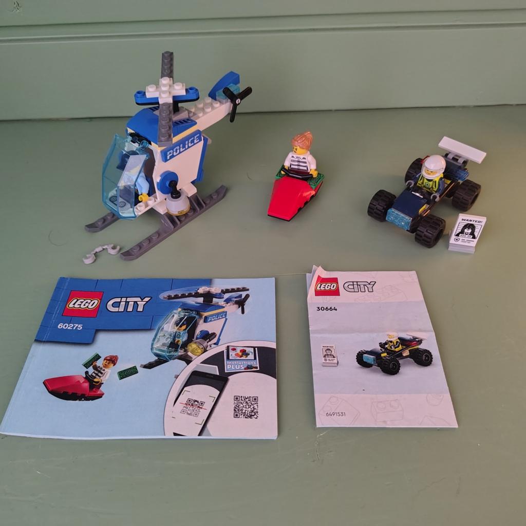 Lego city 60275 en 30664 politiehelikopter en politieauto, Ophalen of Verzenden, Zo goed als nieuw