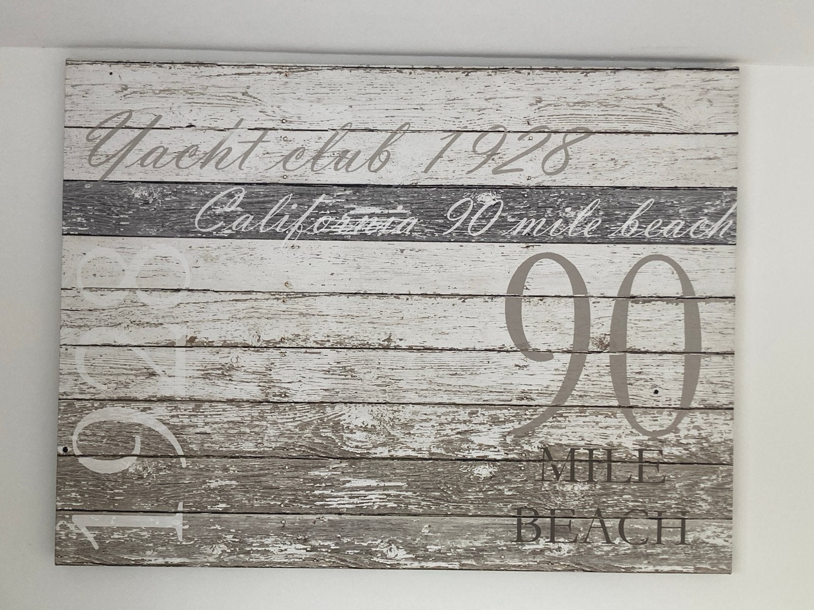 Wanddecoratie Houtlook "Yacht Club 1928 California", Ophalen, Gebruikt, Hout, Vintage