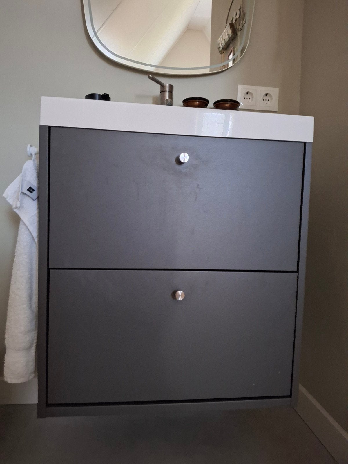 IKEA HAVBÄCK Wastafelkast met 2 lades, donkergrijs, Huis en Inrichting, Badkamer | Badkamermeubels, Ophalen, Nieuw, 50 tot 100 cm