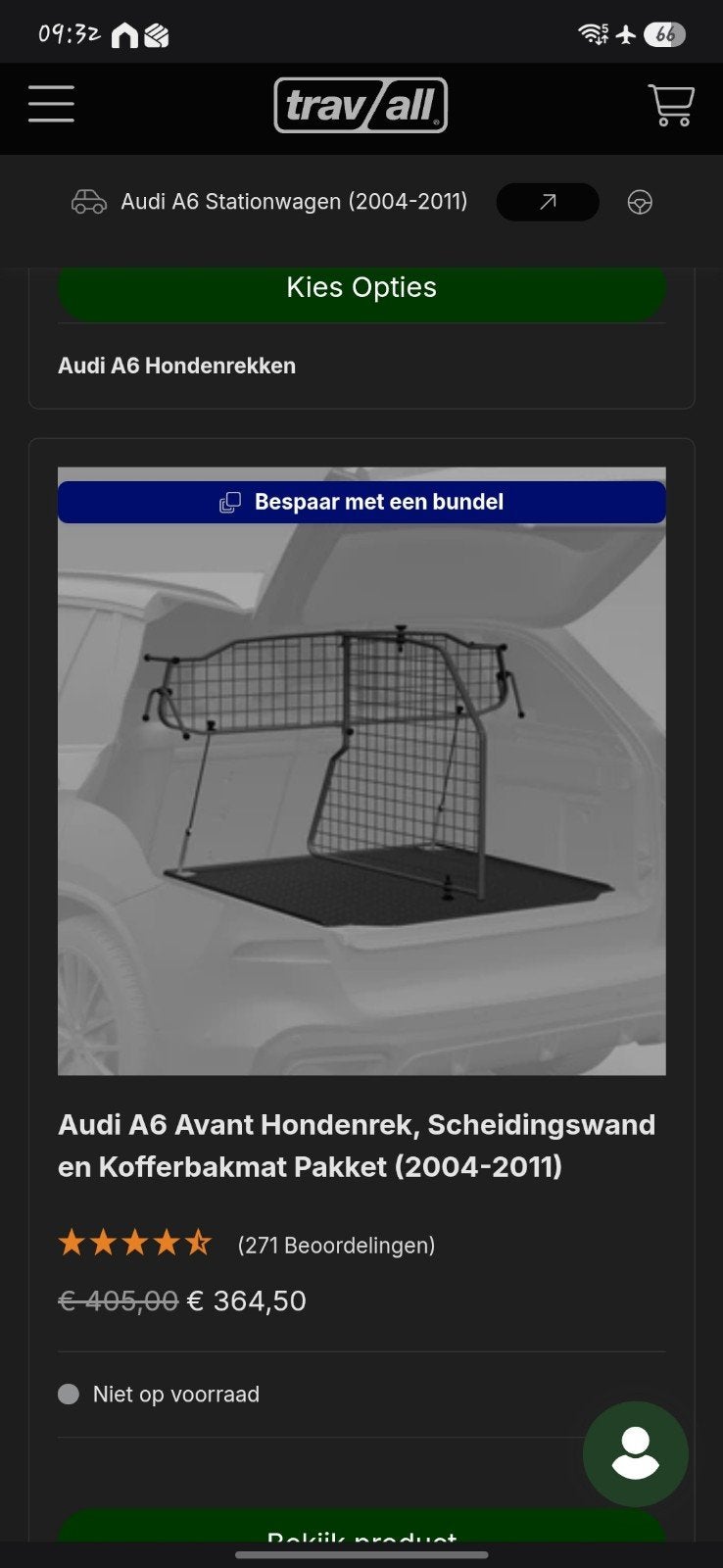 Travall Hondenrek Audi A6 Avant (2004-2011), Auto diversen, Hondenrekken, Ophalen of Verzenden