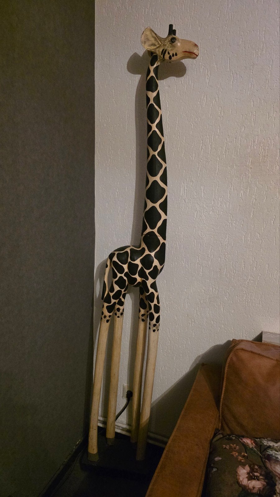 Grote houten giraffe, 2 meter hoog, Handgemaakt, Meerkleurig, Beeld, Ophalen