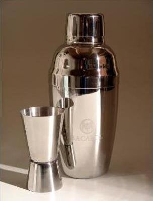 Bacardi cocktail shaker 6 Bacardi roerstaafjes ( 01, Verzenden, Nieuw, Gebruiksvoorwerp