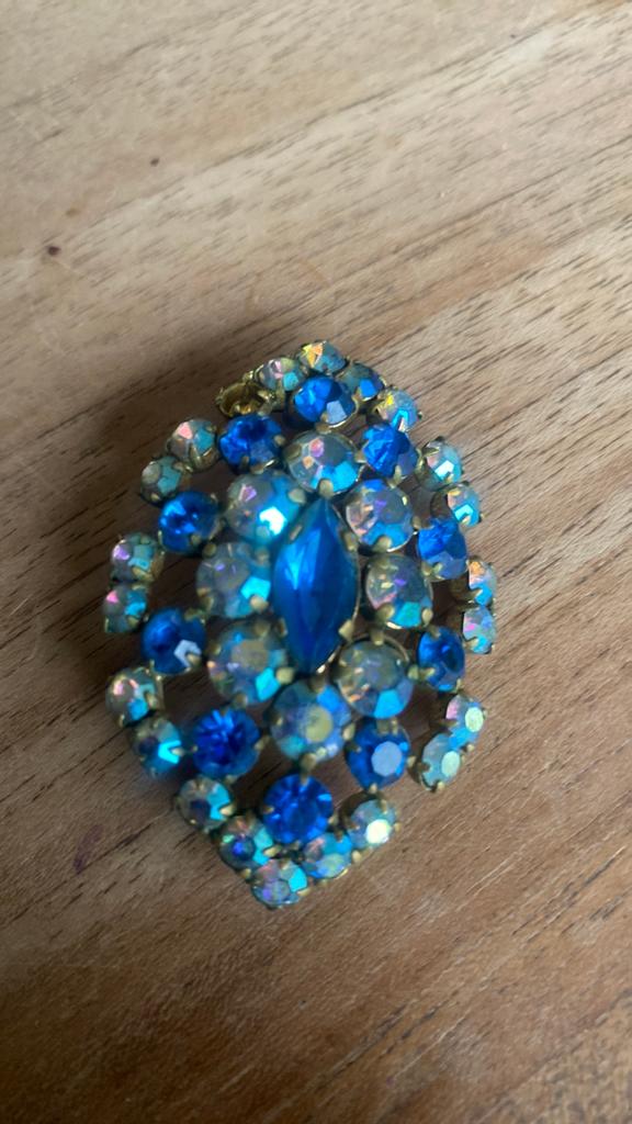 Broche strass vintage, Sieraden, Tassen en Uiterlijk, Broches, Ophalen, Zilver, Overige materialen