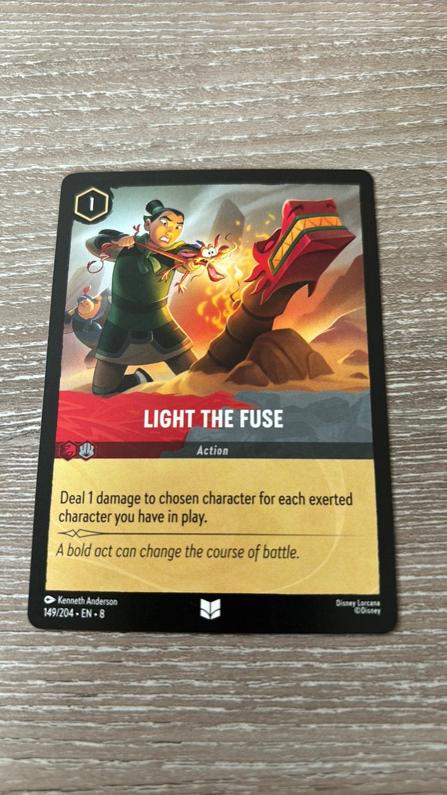 Disney Lorcana Mulan Light the fuse! 149-204 8JAF nonfoil, Ophalen of Verzenden, Zo goed als nieuw
