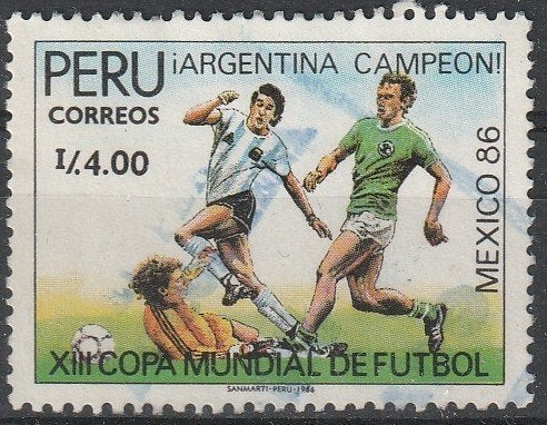 4270. Peru 1362 gest. WK Voetbal, Ophalen of Verzenden, Gestempeld, Zuid-Amerika