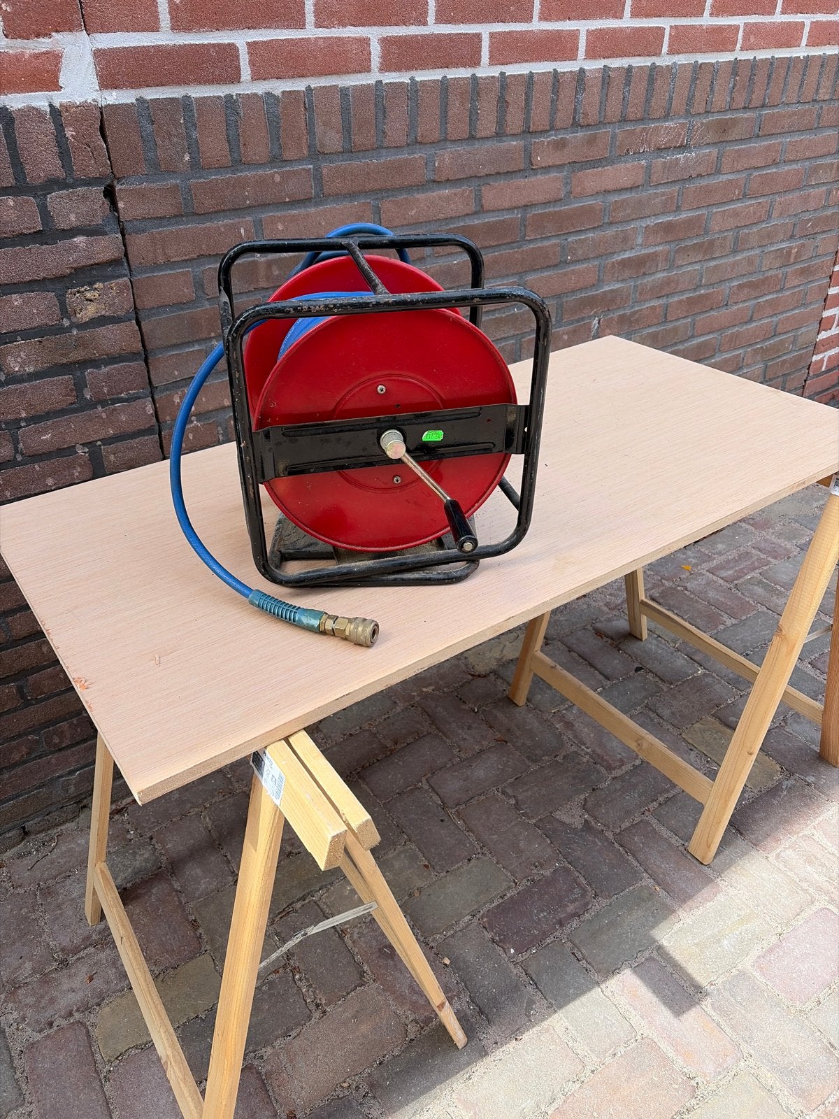Luchtslanghaspel met Polyurethaan slang 8x12mm, Doe-het-zelf en Verbouw, Compressors, 100 liter of meer, Ophalen, Gebruikt