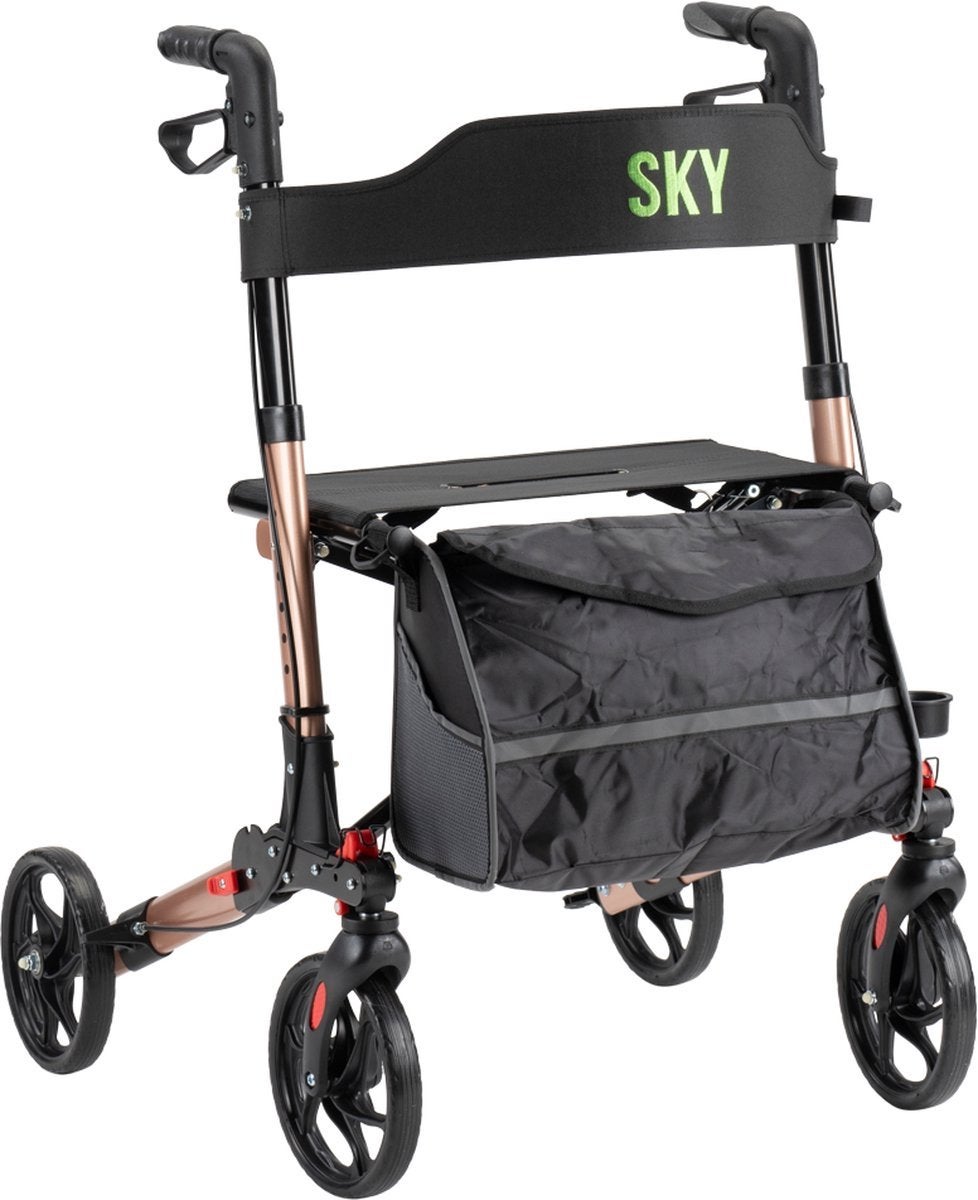 Sky - Lichtgewicht rollator - Champagne - Dubbel opvouwbaar, Ophalen, Lichtgewicht, Zo goed als nieuw