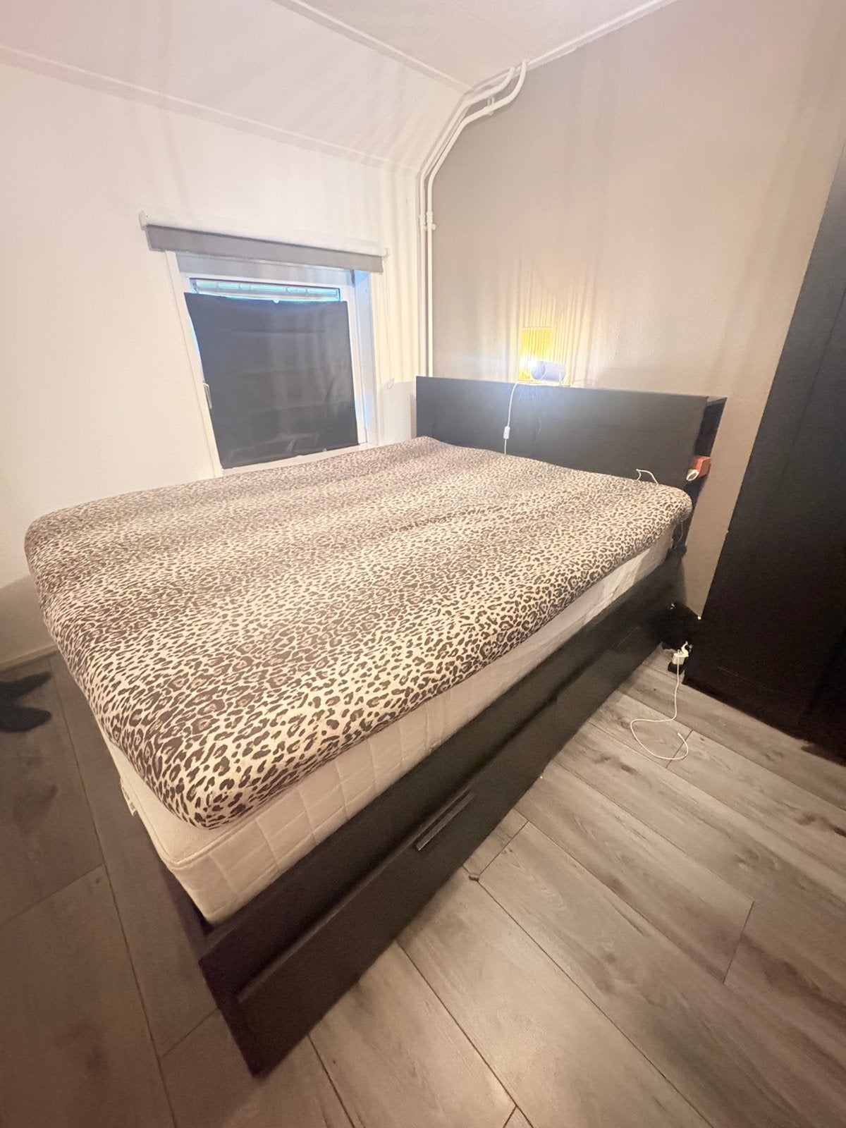 Brimnes ikea bed met lades 160x200, Ophalen, Gebruikt, Zwart, Tweepersoons
