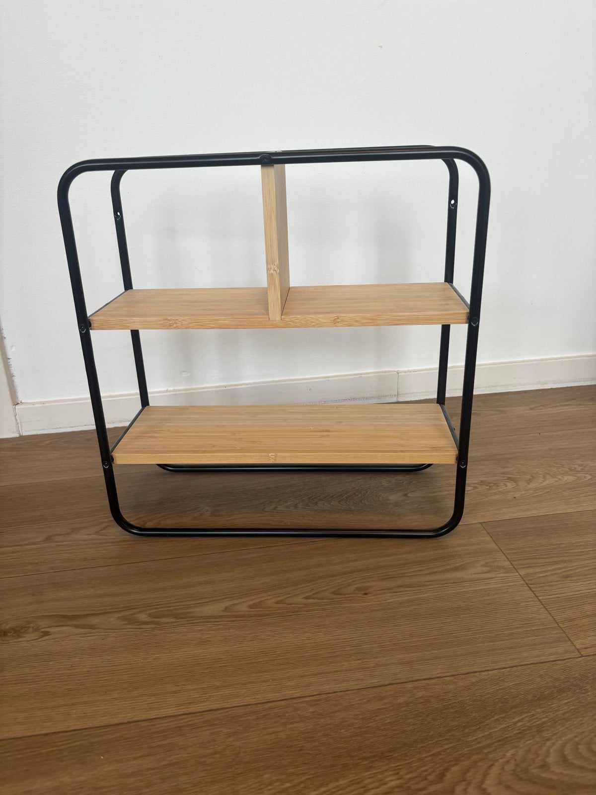 IKEA Wandplank - Zwart metaal met bamboe planken, Ophalen, Zo goed als nieuw